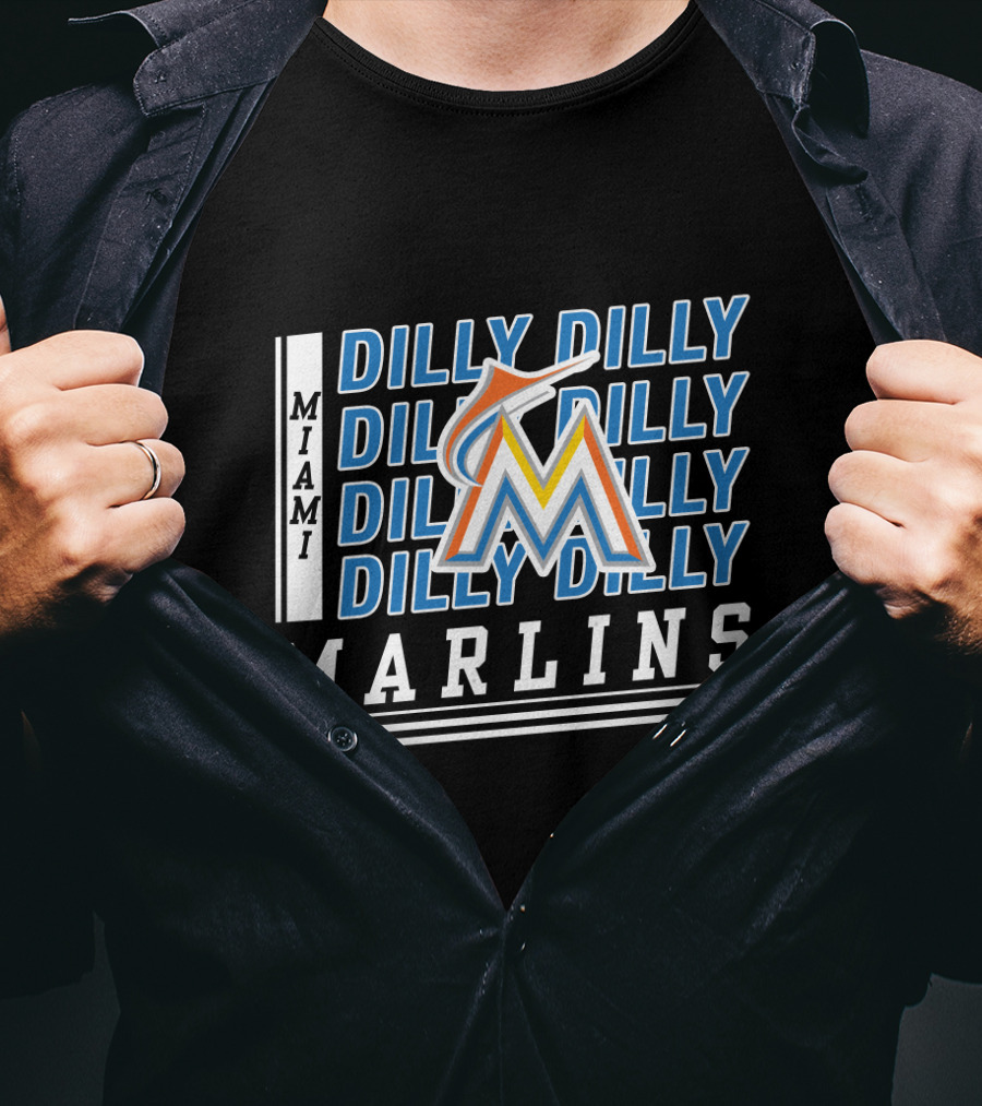 Miami Marlins M Logo Dilly Dilly Baseball Catchphrase T-Shirt