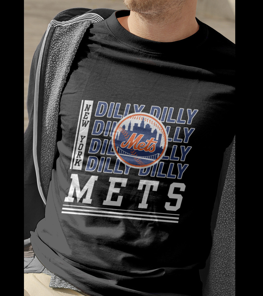New York Mets Dilly Dilly Baseball Skyline T-Shirt