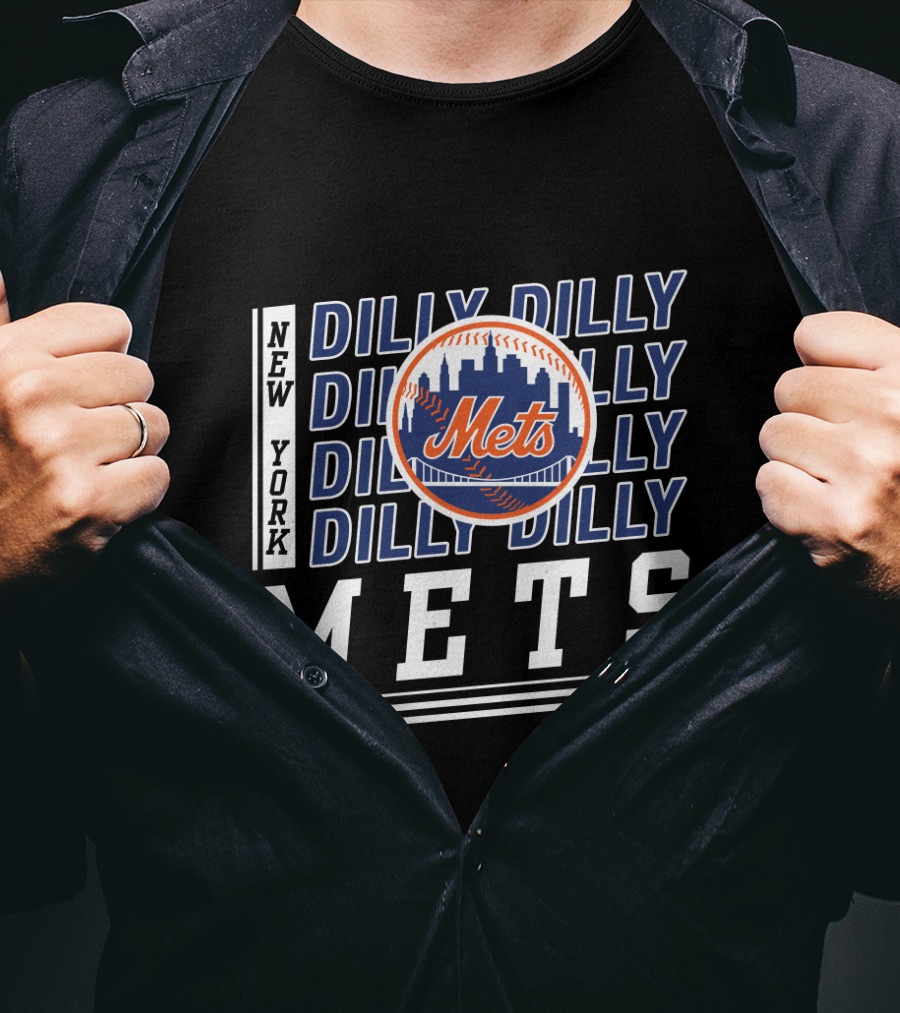 New York Mets Dilly Dilly Baseball Skyline T-Shirt