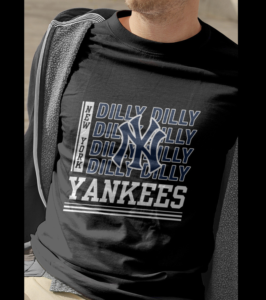 New York Yankees Dilly Dilly With Iconic NY Logo And Repeated Text T-Shirt