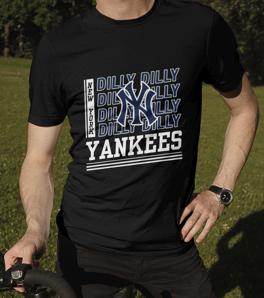 New York Yankees Dilly Dilly With Iconic NY Logo And Repeated Text T-Shirt
