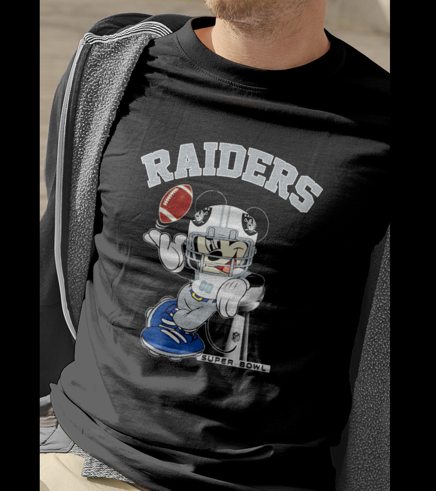 Raiders Mickey Mouse Nfl Super Bowl Football T-Shirt