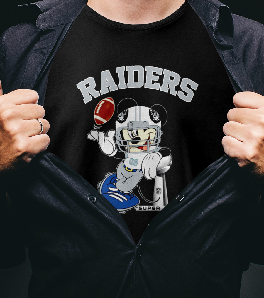 Raiders Mickey Mouse Nfl Super Bowl Football T-Shirt