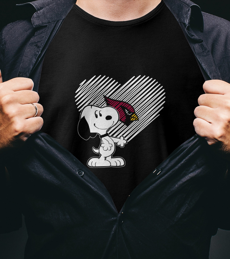 Snoopy Arizona Cardinals Heart For Fans T-Shirt