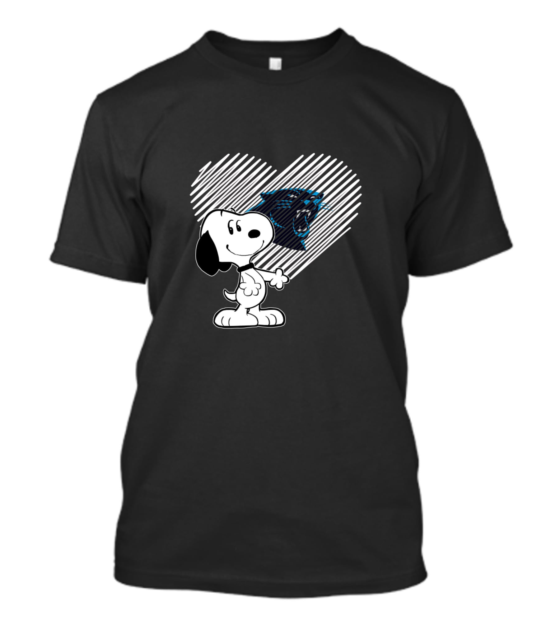Carolina Panthers Fan Love With Snoopy Heart T-Shirt
