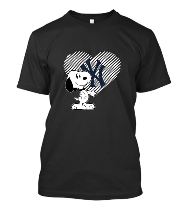 Snoopy Heart Sketch New York Yankees Fan Love T-Shirt