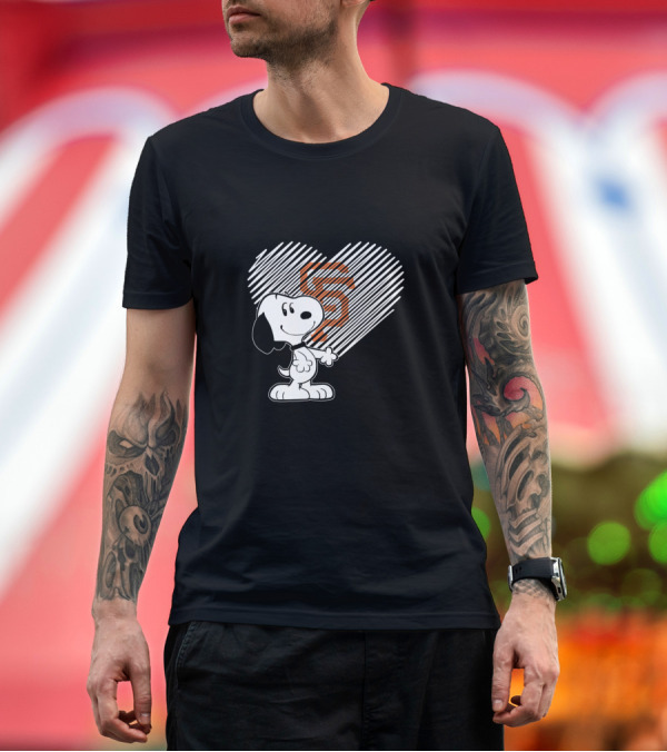 Premium T-Shirt: Snoopy Heart San Francisco Giants Fan Emblem T-Shirt Snoopy Heart San Francisco Giants Fan Emblem T-Shirt