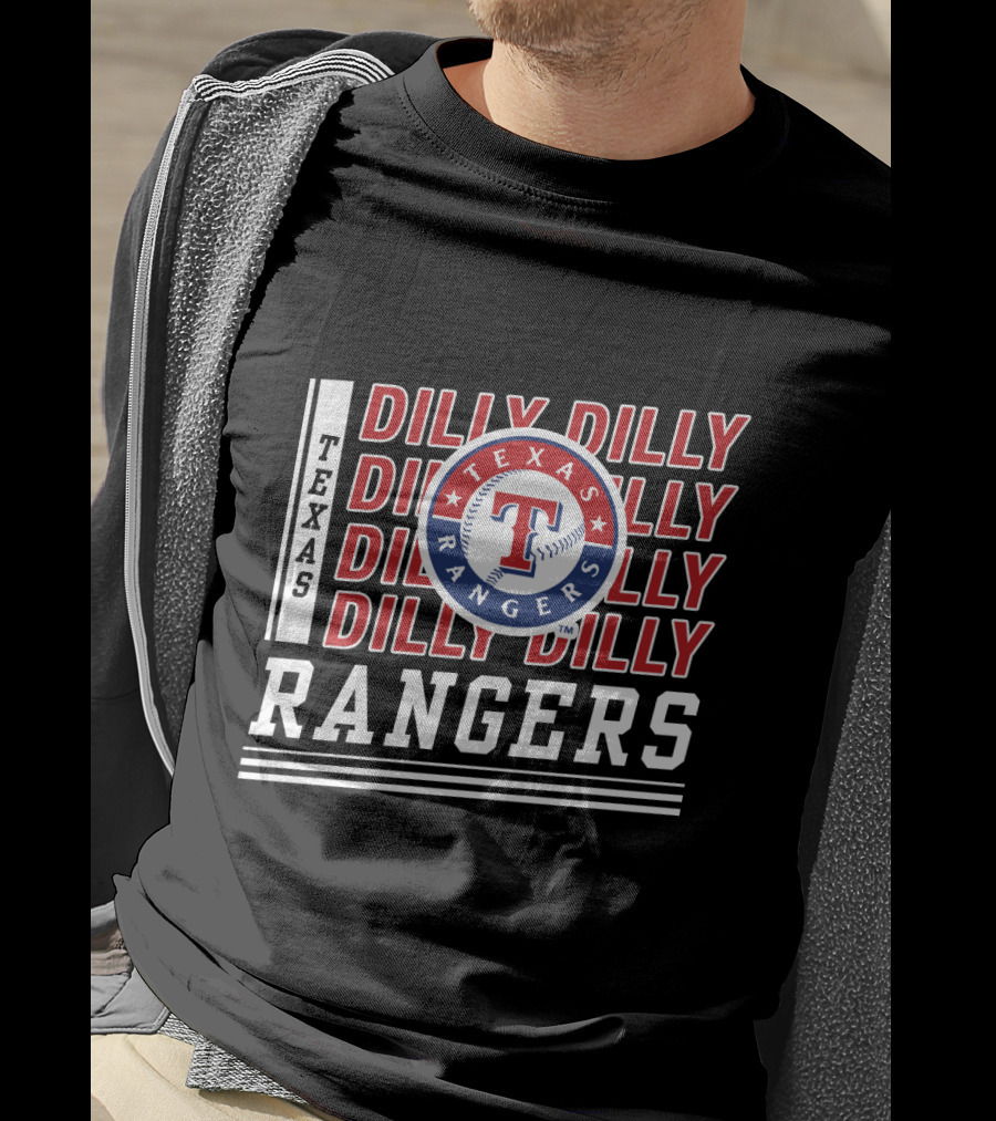 Texas Rangers Dilly Dilly Logo Pattern With Baseball T-Shirt