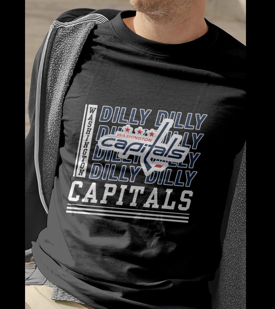 Washington Capitals Dilly Dilly Capitals Logo And Repeating Text T-Shirt
