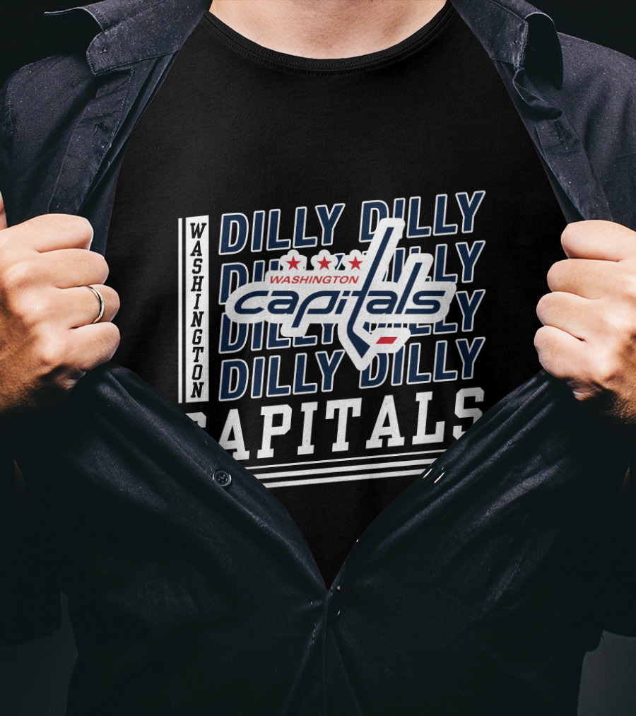 Washington Capitals Dilly Dilly Capitals Logo And Repeating Text T-Shirt