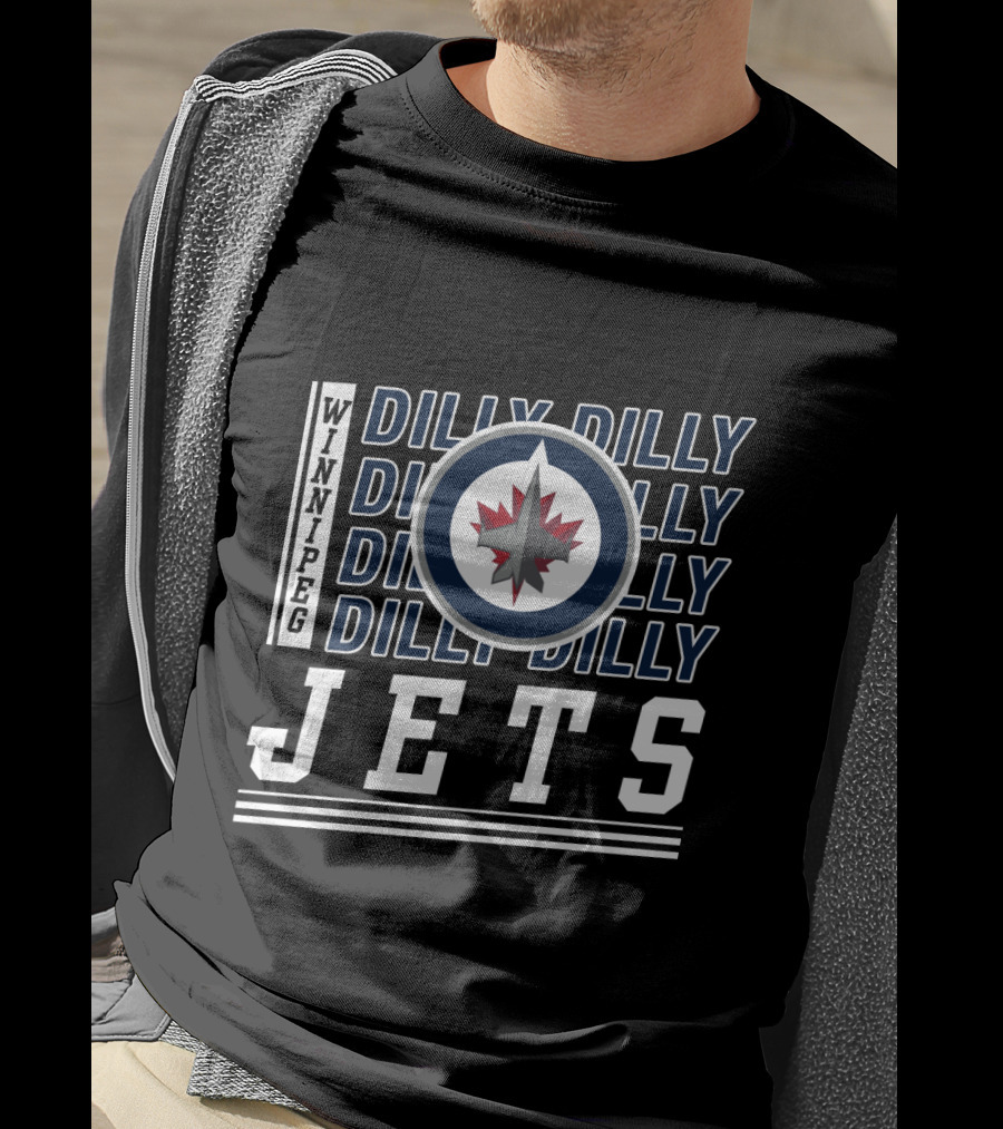 Winnipeg Jets Logo With Repeated Dilly Dilly Phrase T-Shirt