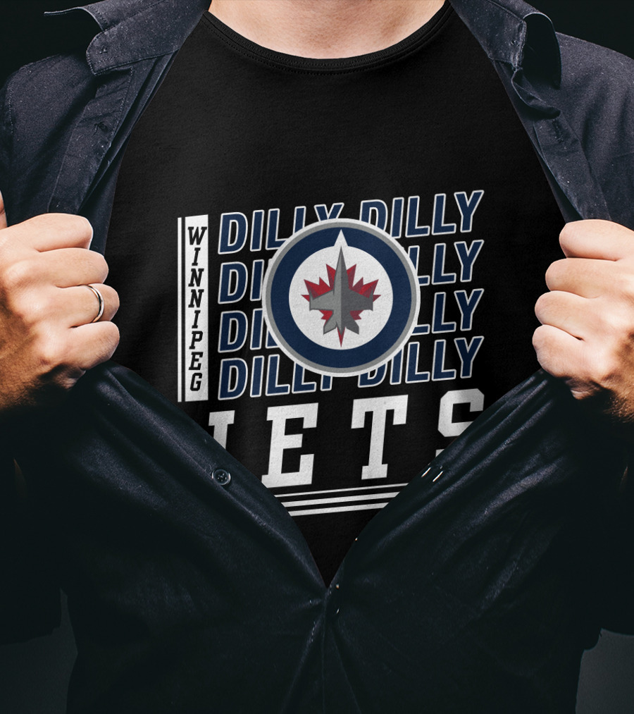 Winnipeg Jets Logo With Repeated Dilly Dilly Phrase T-Shirt