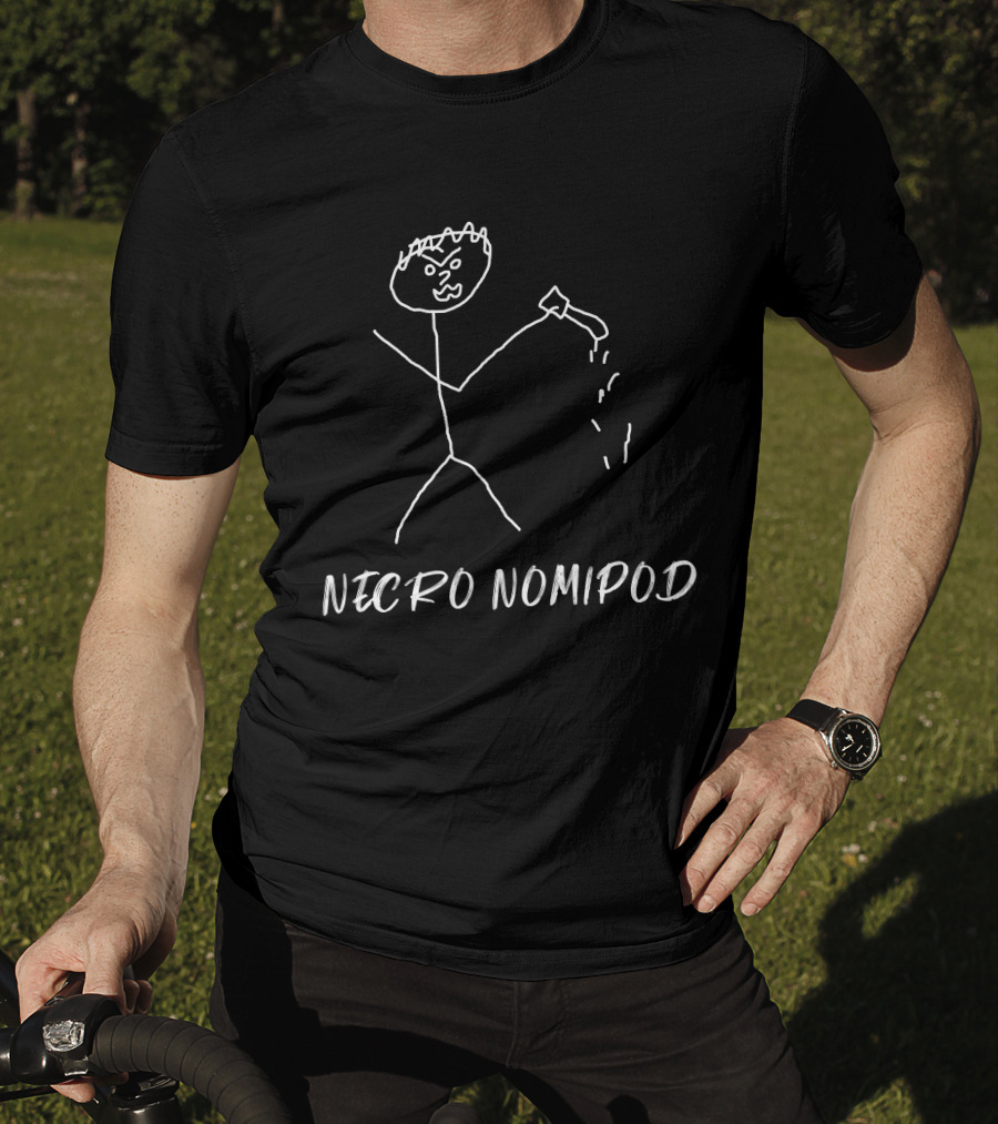 Necro Nomipod Stick Figure With Angry Expression Holding Flask T-Shirt
