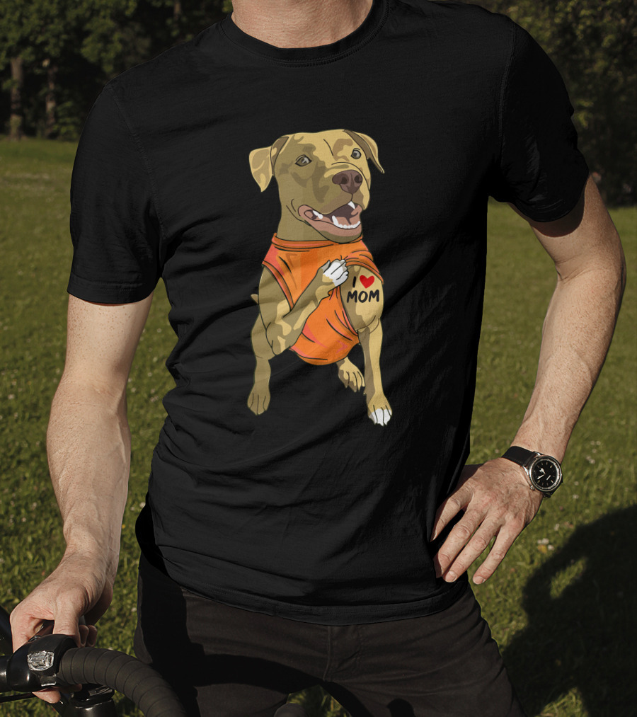 Pit Bull I Love Mom Tattoo T-Shirt