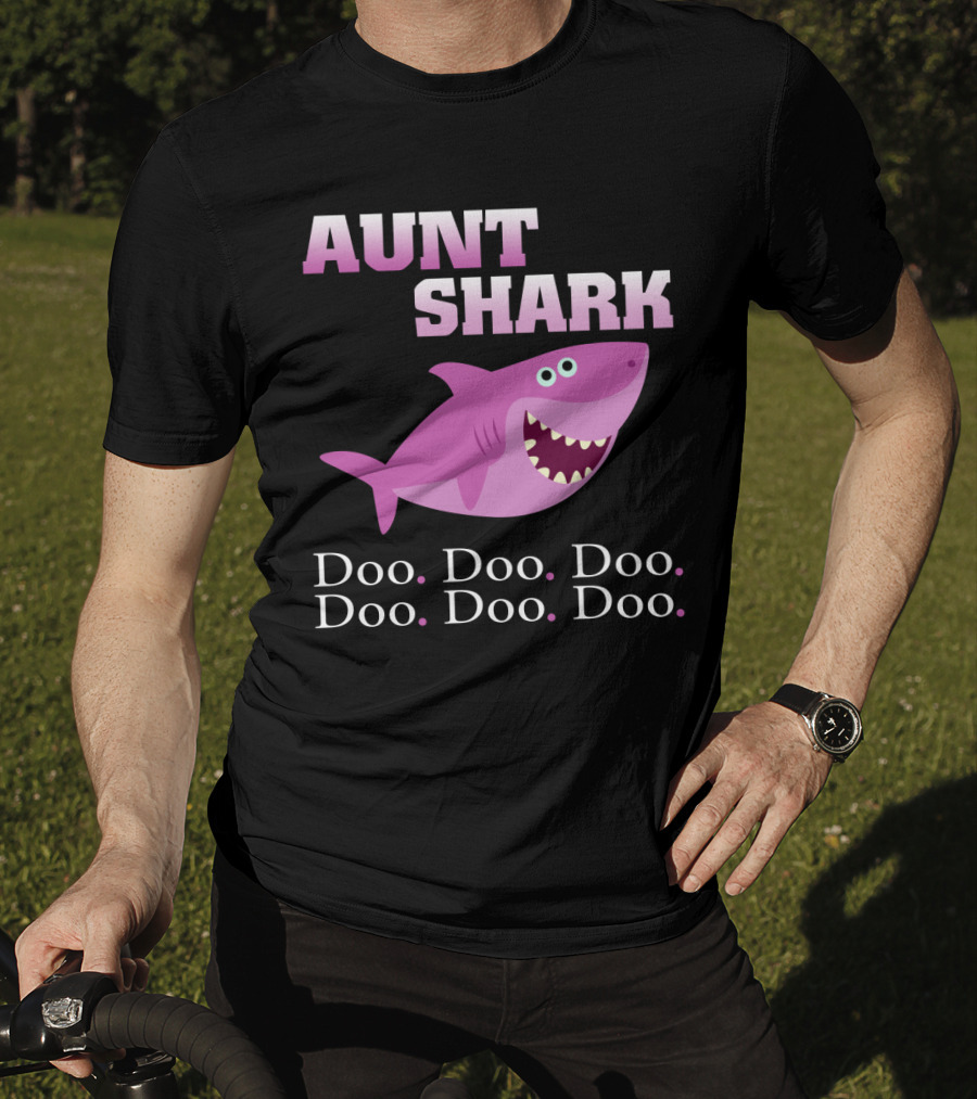 Aunt Shark Doo Doo Doo Featuring Cute Pink Cartoon Shark T-Shirt