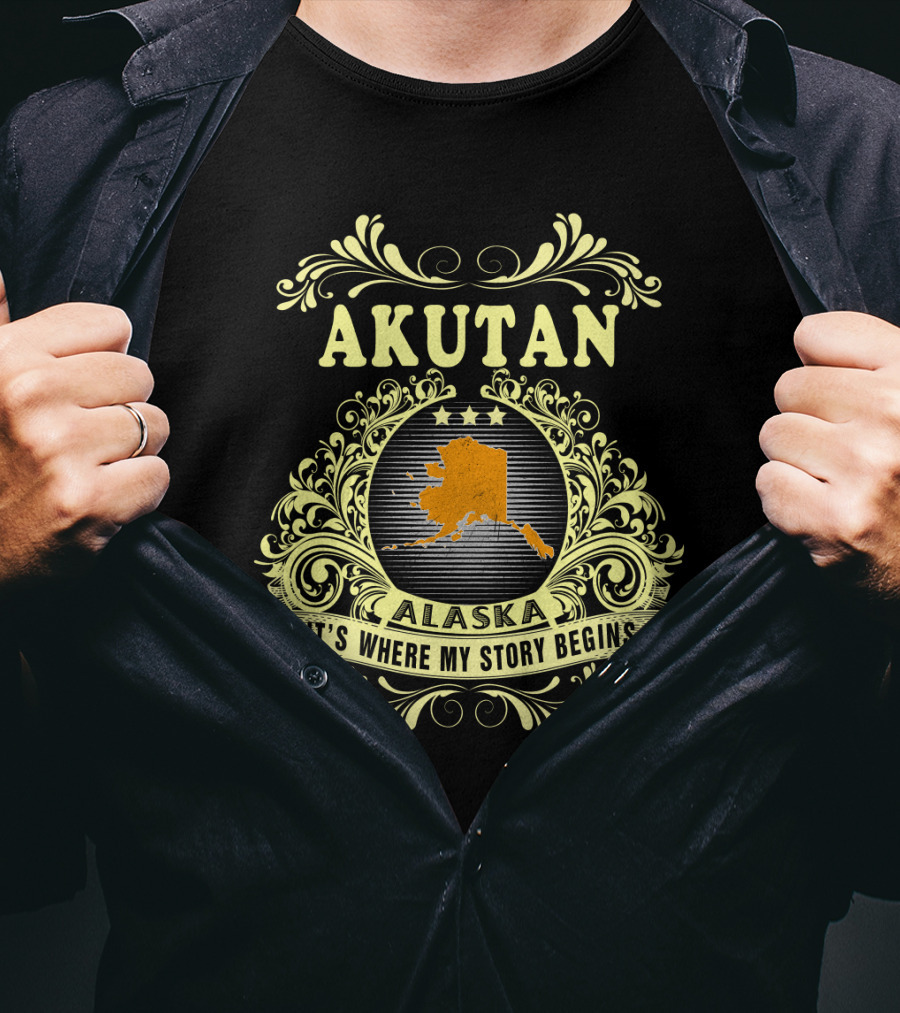 Akutan Alaska It's Where My Story Begins Vintage Map T-Shirt