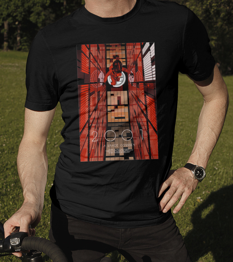 Futuristic Space Exploration In Red Hallway - 2001: A Space Odyssey T-Shirt