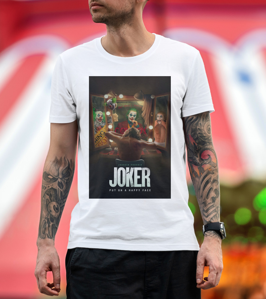 Joaquin Phoenix Joker Put On A Happy Face Mirror Reflection T-Shirt