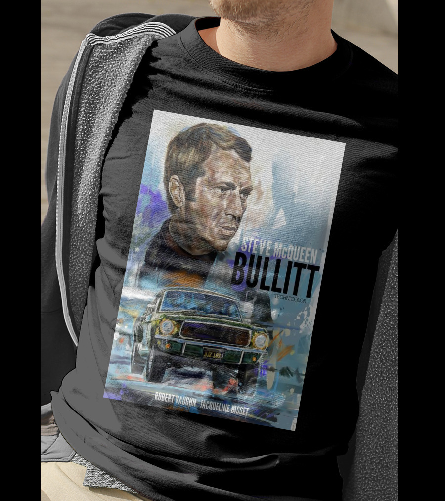Steve Mcqueen Bullitt Robert Vaughn Jacqueline Bisset Technicolor Movie T-Shirt