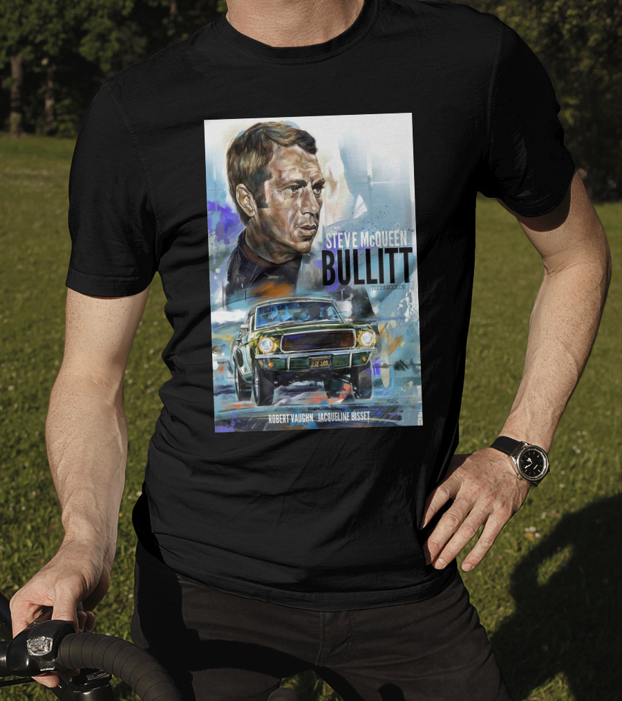 Steve Mcqueen Bullitt Robert Vaughn Jacqueline Bisset Technicolor Movie T-Shirt