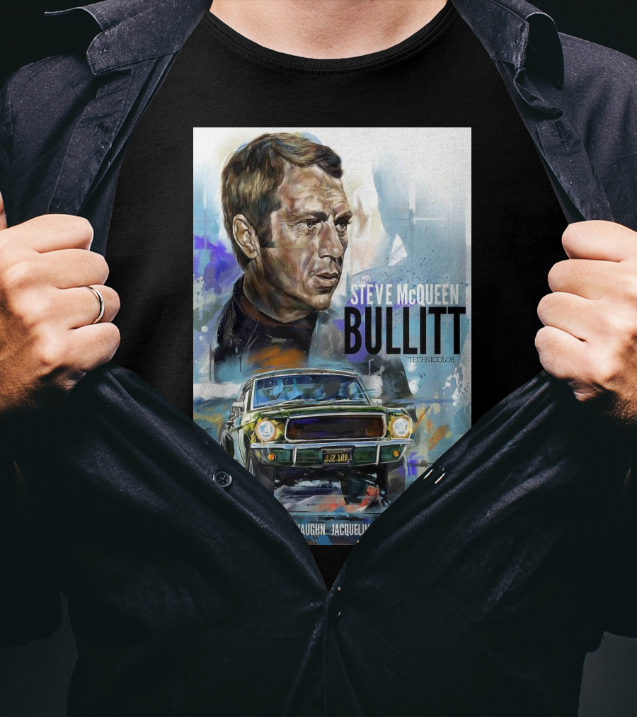 Steve Mcqueen Bullitt Robert Vaughn Jacqueline Bisset Technicolor Movie T-Shirt