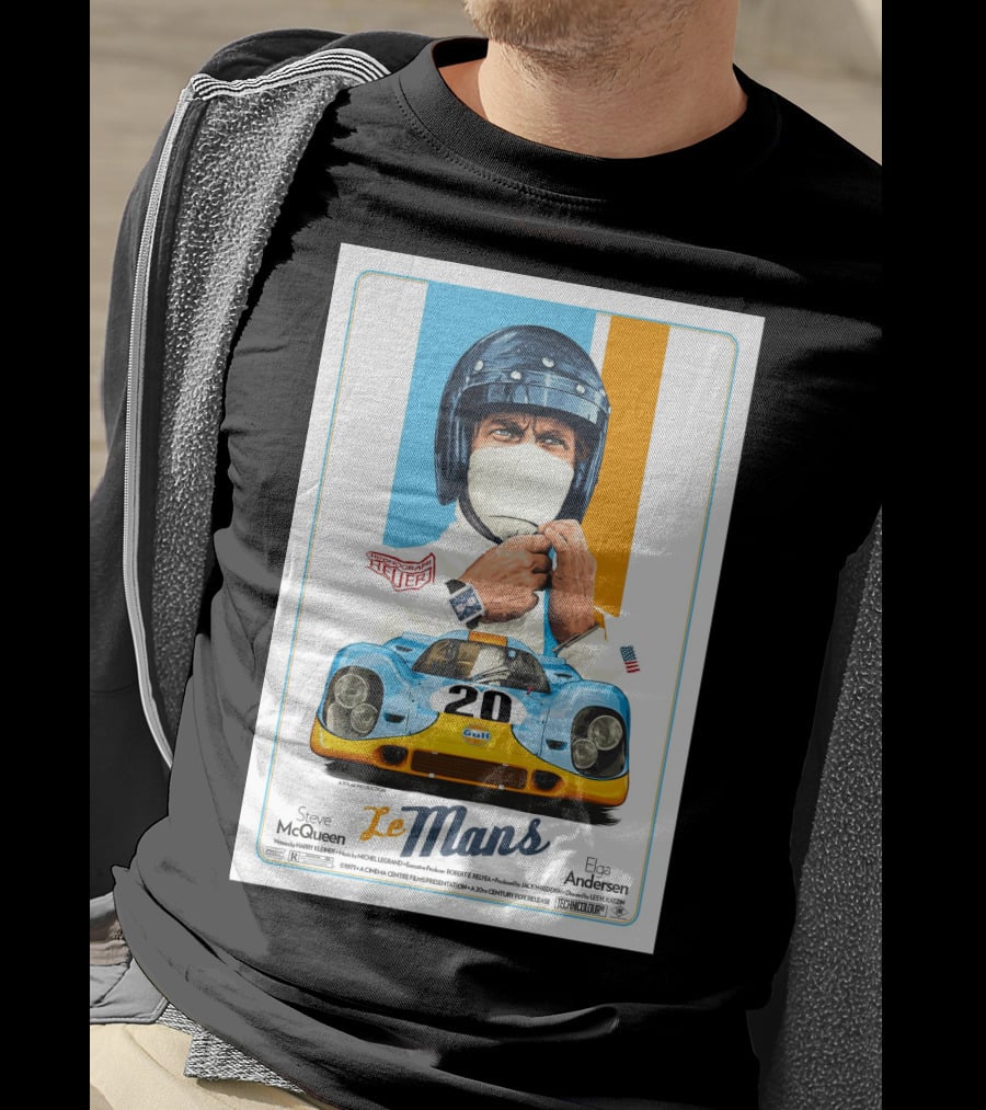 Steve Mcqueen Le Mans Gulf Driver 20 Elga Andersen T-Shirt
