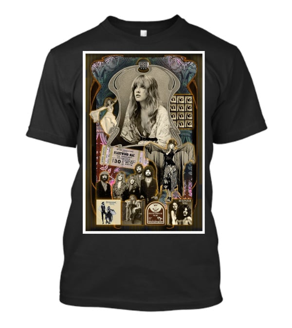 Stevie Nicks Fleetwood Mac Collage With Vintage Photos And Concert Ticket T-Shirt