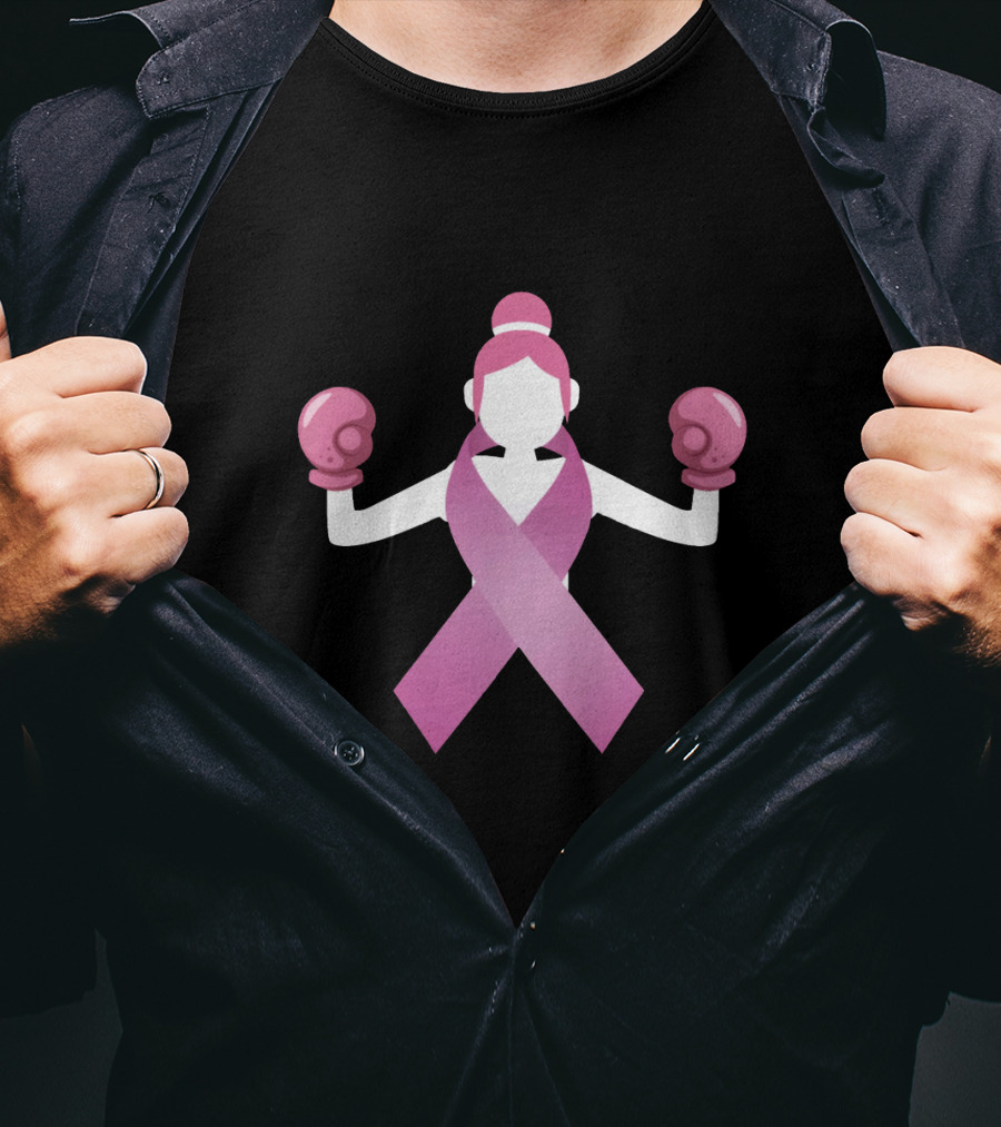 Breast Cancer Awareness Pink Ribbon Boxing Gloves Empowerment T-Shirt