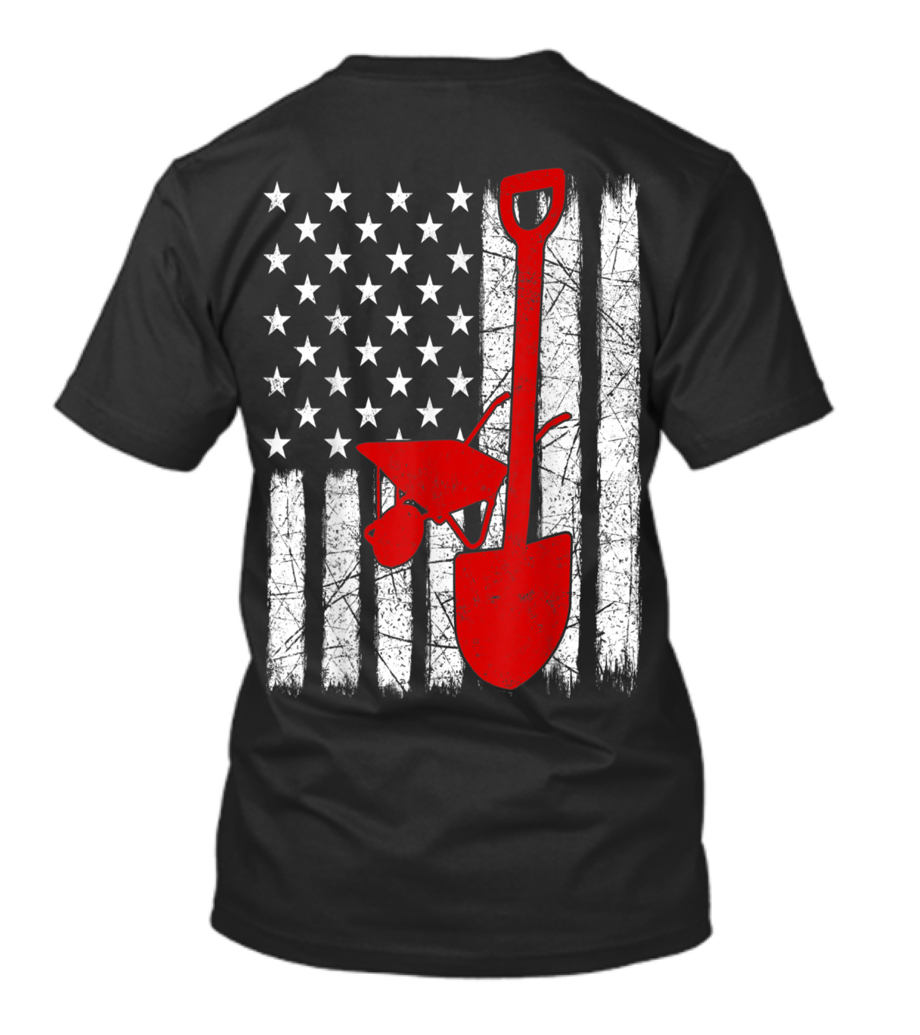 American Flag Garden Tools Wheelbarrow Shovel T-Shirt