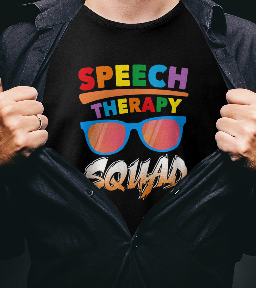 Colorful Speech Therapy Squad With Sunglasses And Bold Lettering T-Shirt