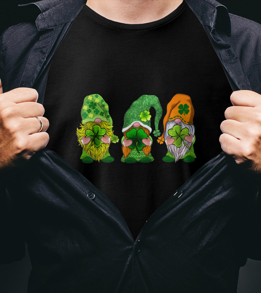 Happy St Patrick's Day Gnomes With Shamrock Hats And Beards T-Shirt