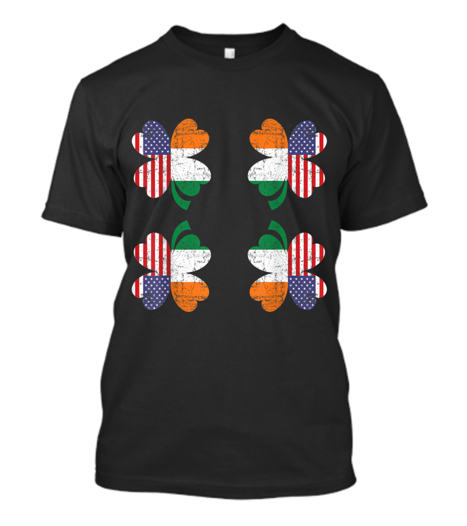 Saint Patricks Day Irish American Flag Four Leaf Clover Ireland T-Shirt