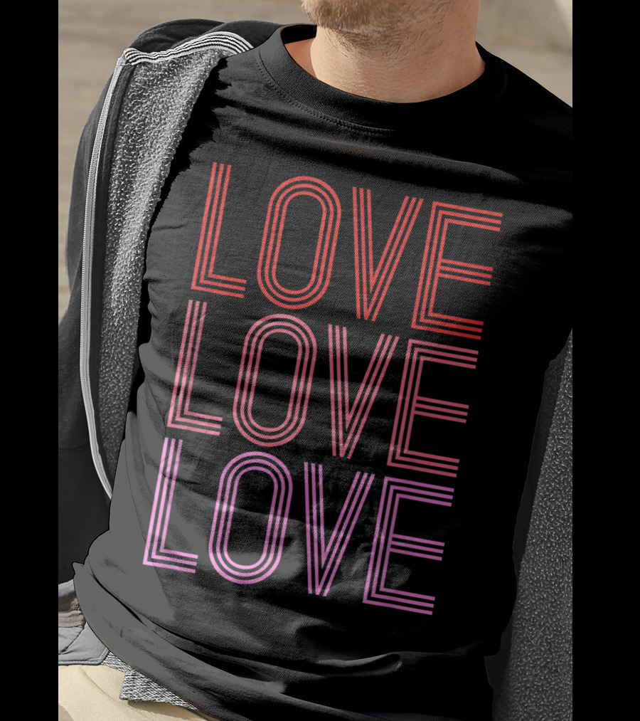 LOVE LOVE LOVE Bold Neon Typography T-Shirt