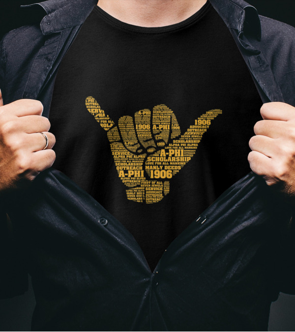 Alpha 1906 A-Phi Gold Hand Sign Scholarship Service Advocacy T-Shirt