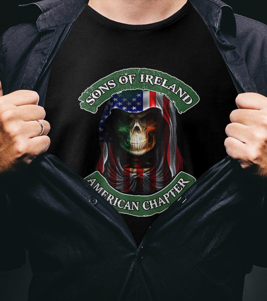 Sons Of Ireland Skull Hood American Chapter T-Shirt