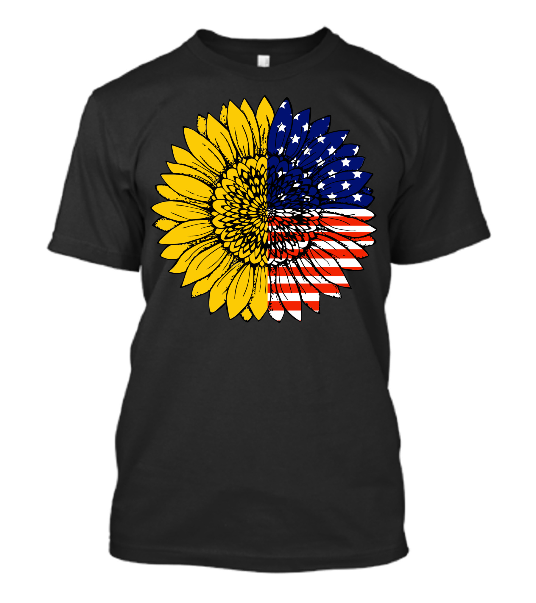 American Flag Sunflower Icon License T-Shirt