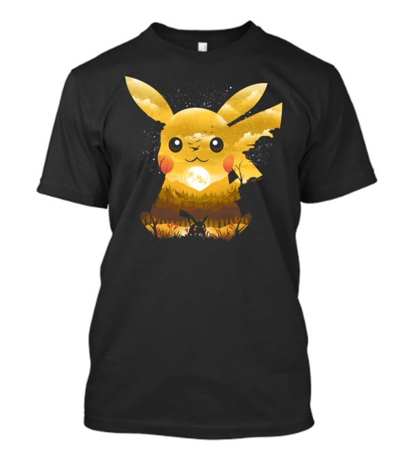 Pikachu Adorable Monster Moonlit Landscape T-Shirt