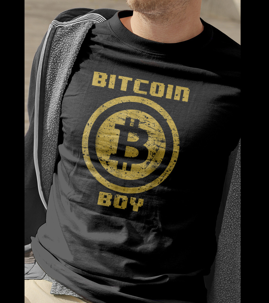 Bitcoin Boy Grunge Style Bitcoin Emblem T-Shirt