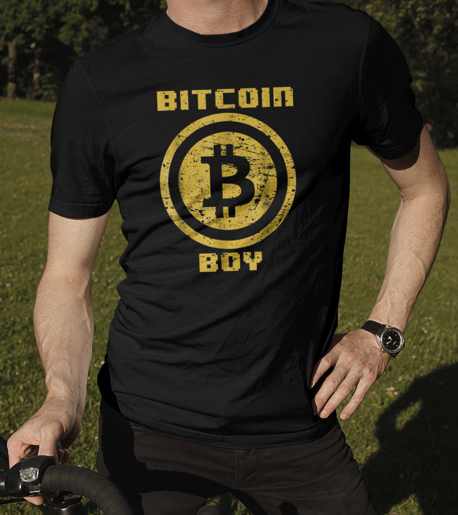 Bitcoin Boy Grunge Style Bitcoin Emblem T-Shirt