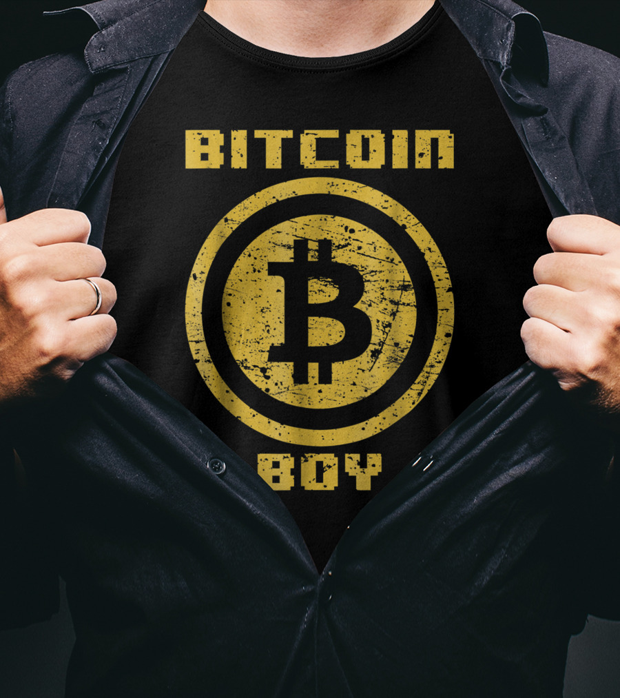 Bitcoin Boy Grunge Style Bitcoin Emblem T-Shirt
