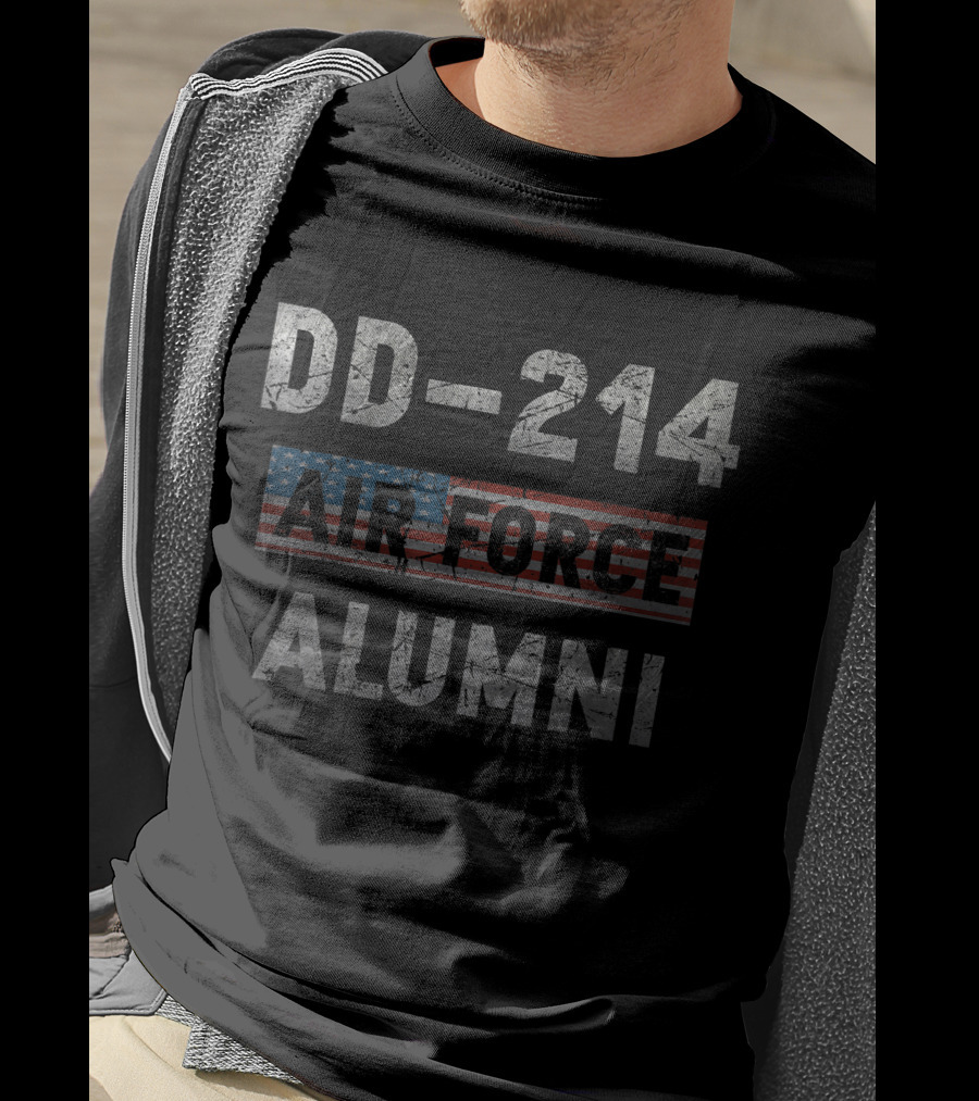 DD 214 Air Force Alumni Veteran American Flag T-Shirt