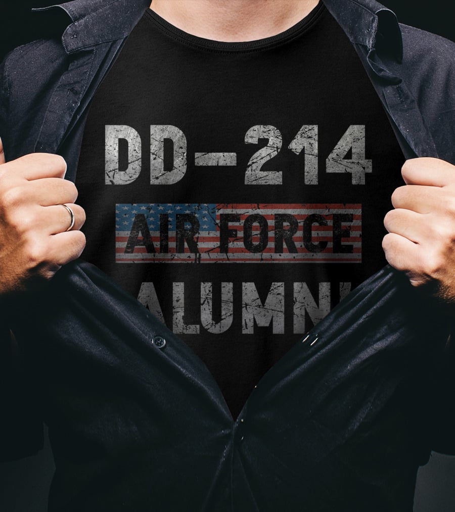 DD 214 Air Force Alumni Veteran American Flag T-Shirt