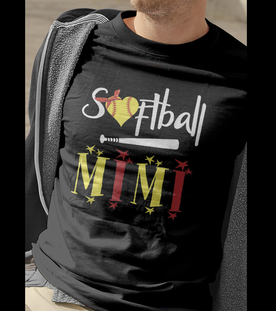 Softball Heart Bat Mimi Gift T-Shirt
