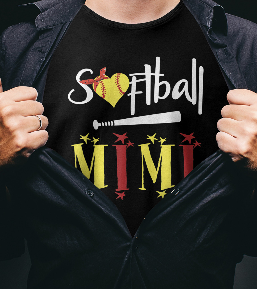 Softball Heart Bat Mimi Gift T-Shirt