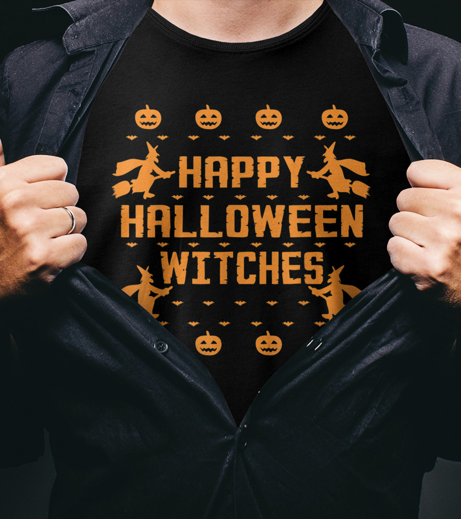 Happy Halloween Witches Pumpkins Bats Witch T-Shirt