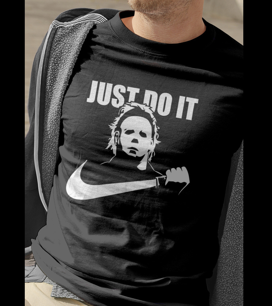 Just Do It Michael Myers Parody Swoosh T-Shirt