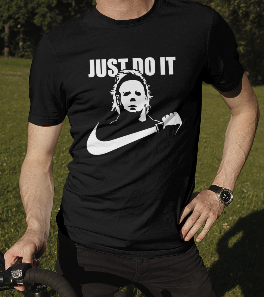 Just Do It Michael Myers Parody Swoosh T-Shirt