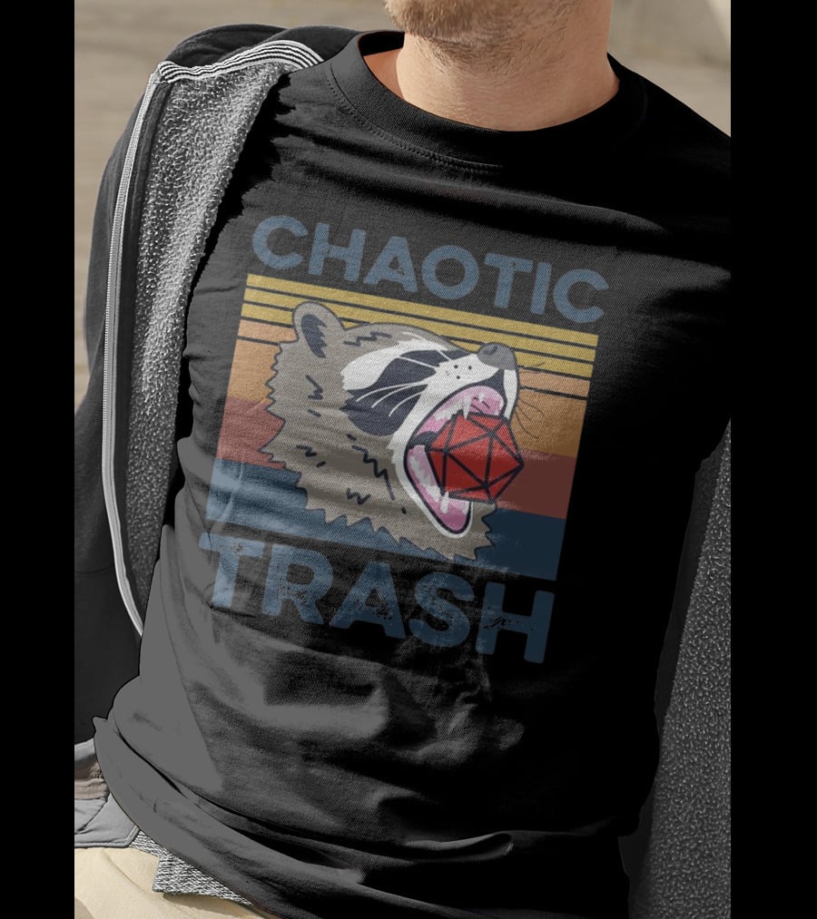 Chaotic Raccoon Retro Trash Dice T-Shirt