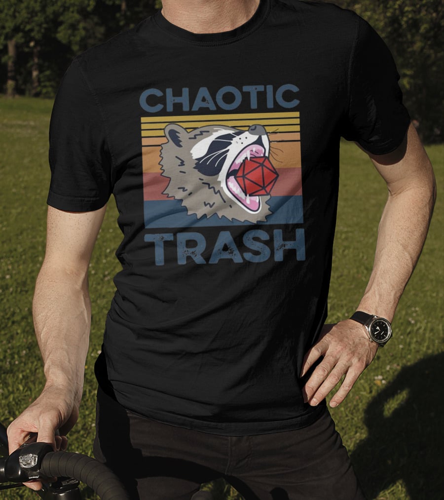 Chaotic Raccoon Retro Trash Dice T-Shirt