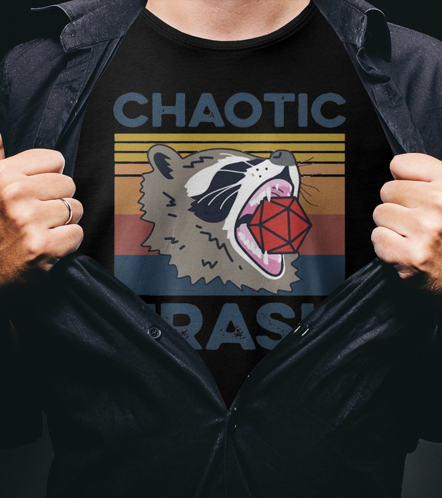 Chaotic Raccoon Retro Trash Dice T-Shirt
